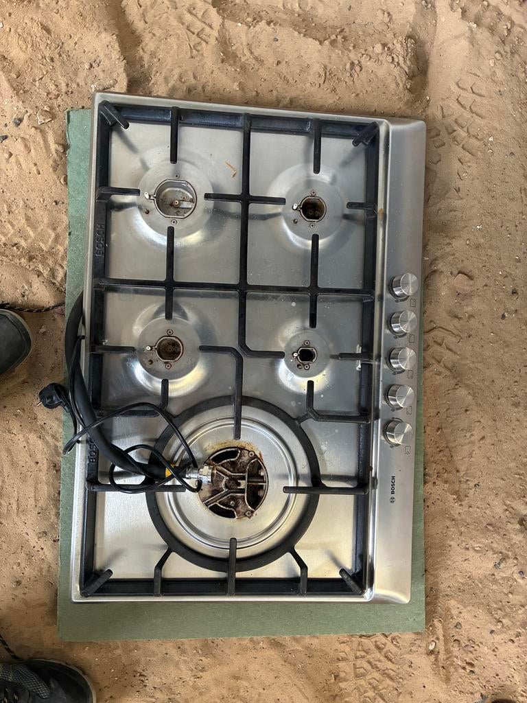 Bosch gaskookplaat (5p) met wokbrander en elektr. ontsteking, Ophalen, Gebruikt, Inbouw, Gas