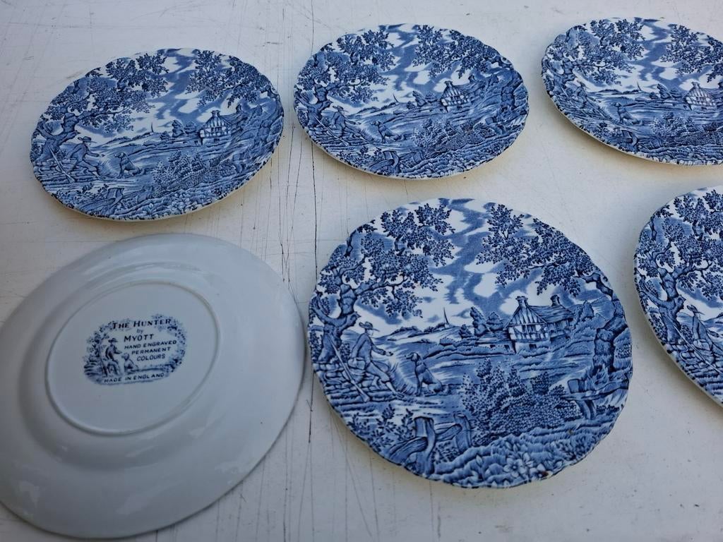 6 gebaksbordjes the hunter by myott, Ophalen of Verzenden, Zo goed als nieuw, Bord(en), Overige stijlen