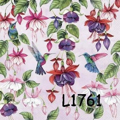 Servetten decoupage/bullet journal * kolibrie fuchsia L1761, Verzenden, Nieuw, Materiaal