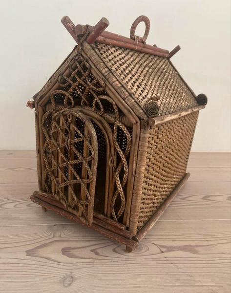 Vintage rieten kooitje voor kleine dieren, Ophalen of Verzenden, Gebruikt