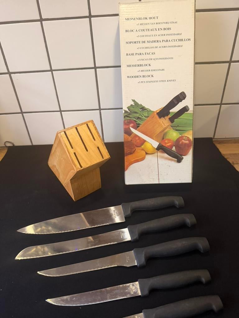 Messenblok met messen, Ophalen of Verzenden, Nieuw, Rvs of Chroom