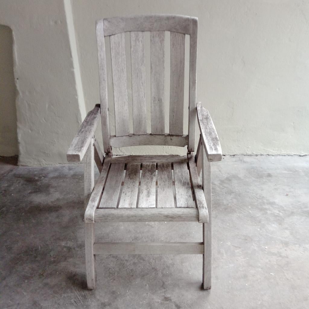 JG teak tuinstoel standenstoel onbehandeld inklapbaar, Ophalen, Gebruikt, Teakhout, Inklapbaar