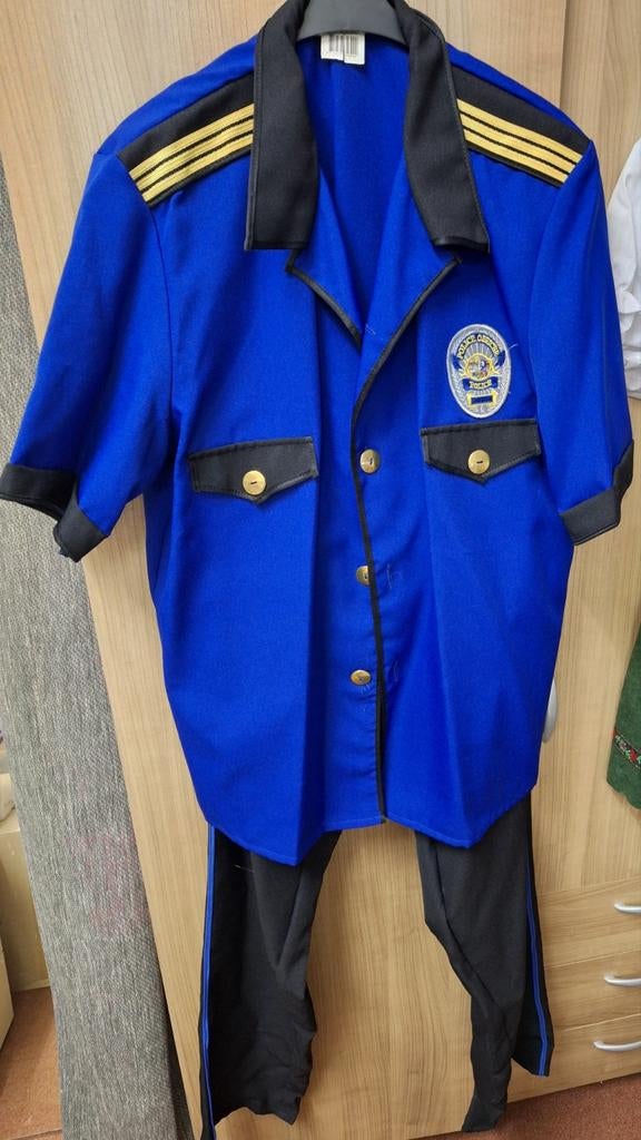 Politiepak heren, carnaval, maat 54, Kleding | Heren, Carnavalskleding en Feestkleding, Ophalen, Zo goed als nieuw, Maat 52/54 (L)