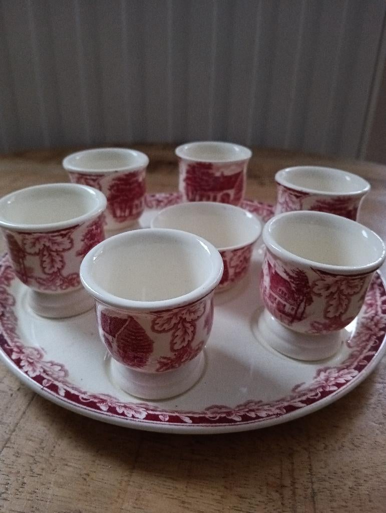 Schotel met eierdoppen en zout potje Societe Ceramique, Ophalen of Verzenden