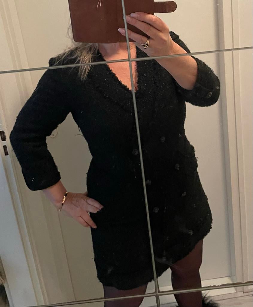 Zara Tweed Jurk - Maat 40, Kleding | Dames, Jurken, Maat 38/40 (M), Zwart, Ophalen of Verzenden, Zo goed als nieuw