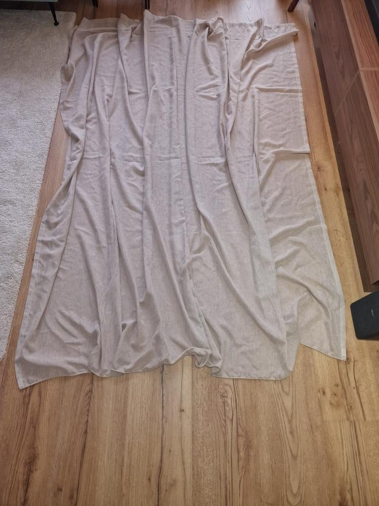 Beige kleur vitrage voor een roede van Kwantum, Huis en Inrichting, Ophalen, Beige, 200 cm of meer, 200 cm of meer