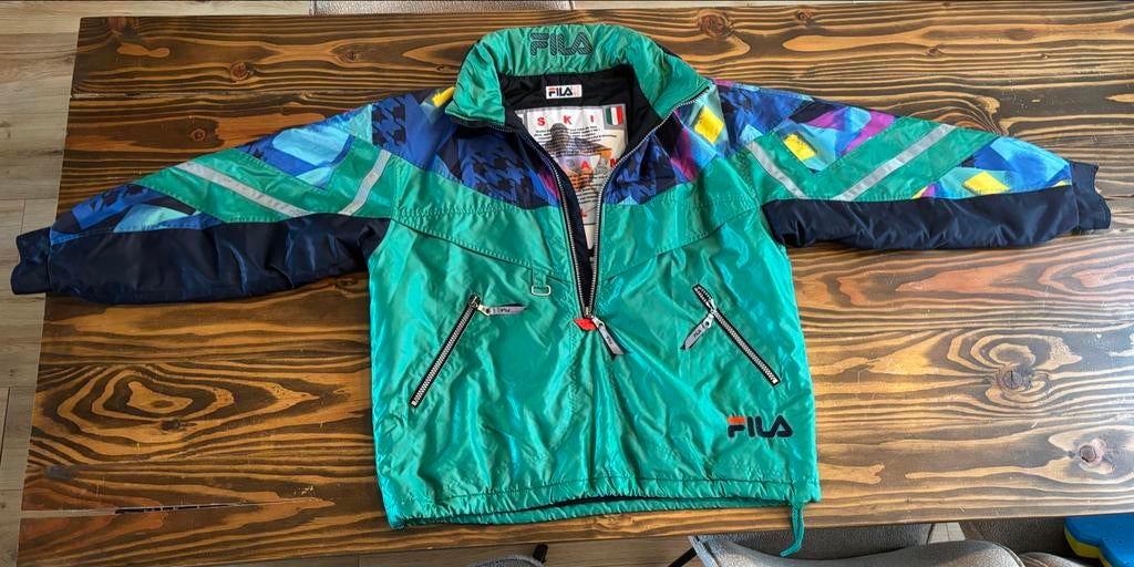 Vintage Fila Ski Jas - Maat XL - Groen, Kleding | Heren, Ophalen of Verzenden, Zo goed als nieuw, Maat 56/58 (XL), Groen