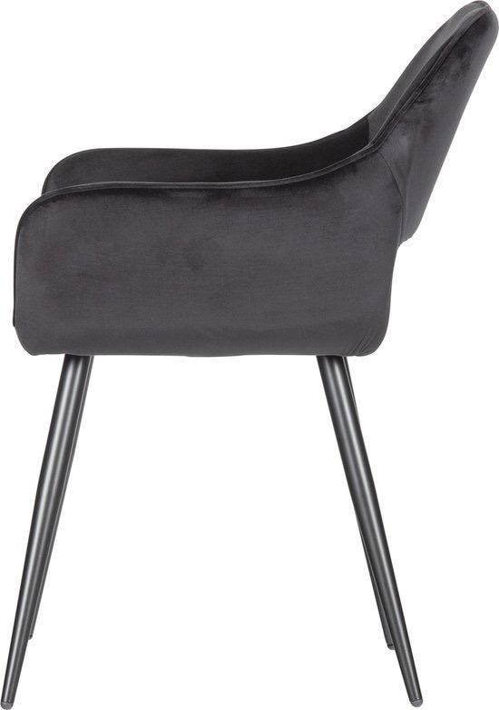 WOOOD Jelle Stoel - Velvet Stof - Zwart - Set van 2, Dtrendingshop@gmail.com, Twee, Zwart, Nieuw