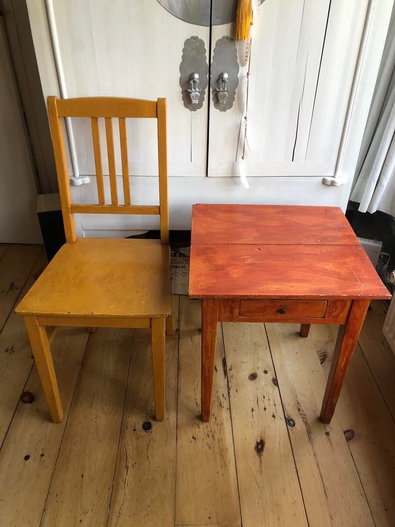 Antieke tafel en stoel, Ophalen
