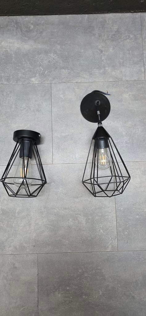 Industriële Lampen - Set van 2 met Lampen, Ophalen, Gebruikt, Metaal, Industrieel
