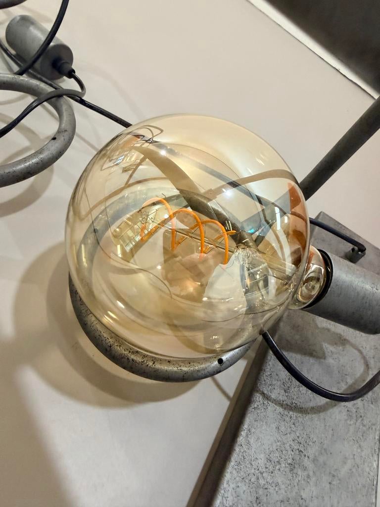 Industriële hanglamp met 8 spiraal lampen, Ophalen of Verzenden, Zo goed als nieuw, Metaal, Minder dan 50 cm