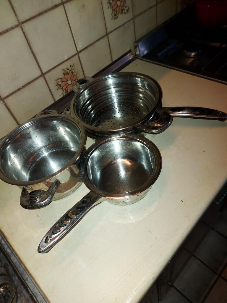 Offenbach Pannenset - RVS - Geschikt voor Inductie, Huis en Inrichting, Gebruikt, Pannenset, Ophalen of Verzenden, Rvs