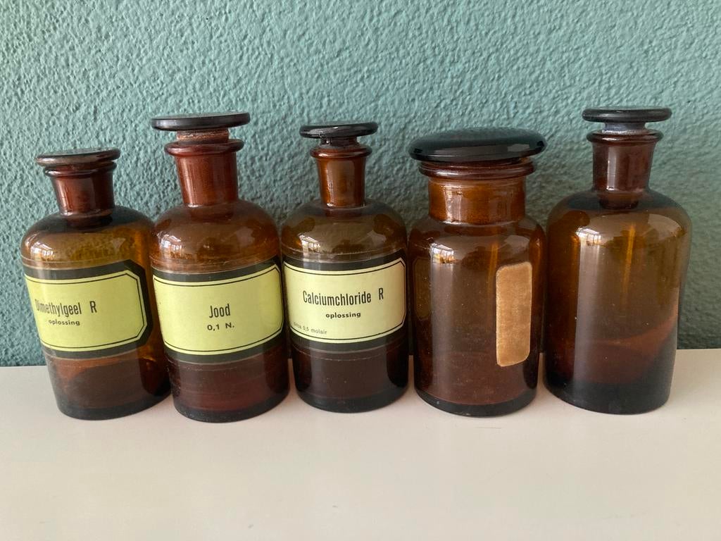 Originele glazen apothekers potjes, Ophalen of Verzenden, Gebruikt