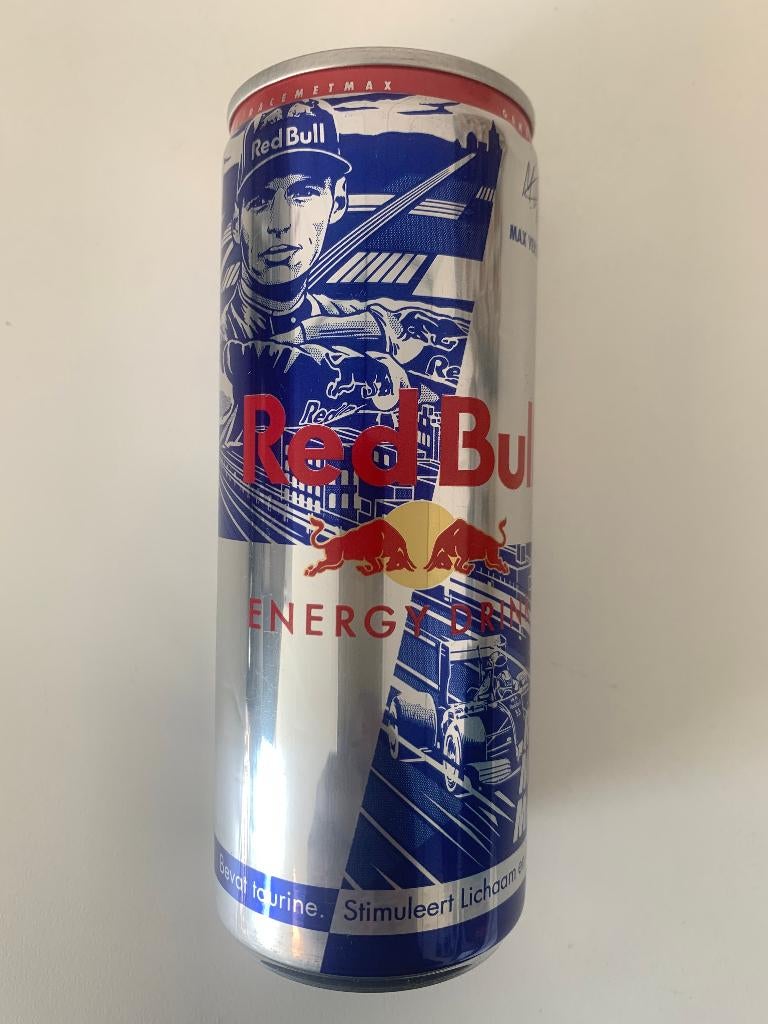Vol Red Bull blikje Max Verstappen, editie 1, zeer zeldzaam., Ophalen of Verzenden, Nieuw, Formule 1