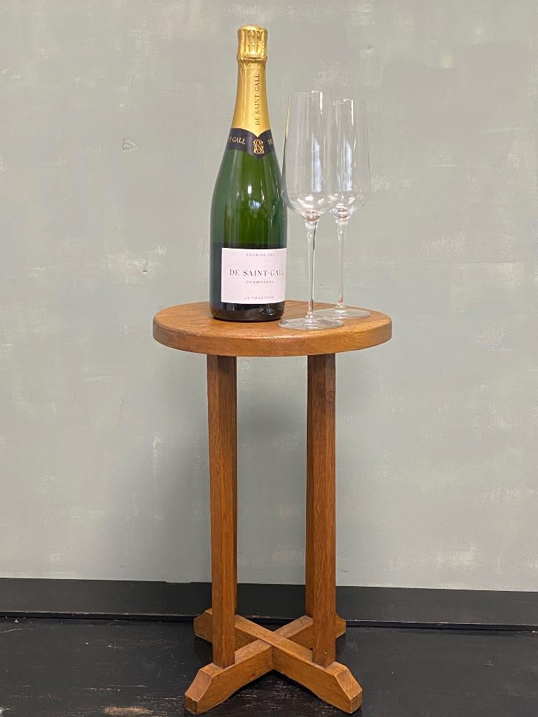 vintage houten plantentafeltje eiken bijzettafeltje, Ophalen of Verzenden, Gebruikt, Hout