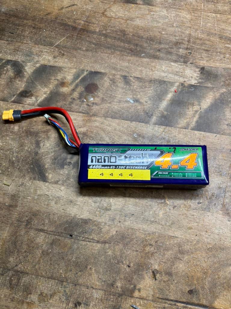 Turnigy nanotech 4s 4400mah 130c 4cell lipo accu vliegtuig, Ophalen of Verzenden