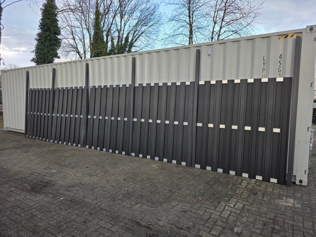 Composiet schutting 180x200 cm met aluminium palen, Kunststof, 1 tot 2 meter, Minder dan 3 meter, Nieuw