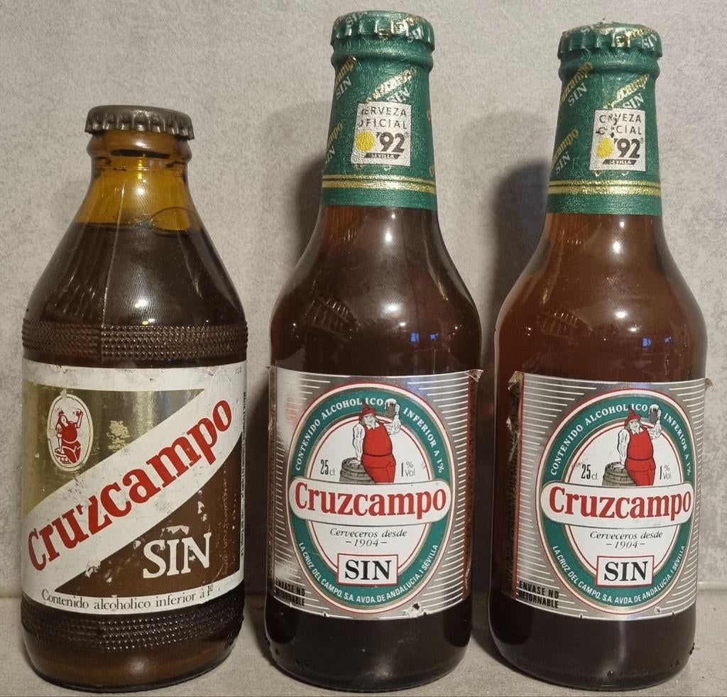 Vintage Cruzcampo SIN set: glasj ’79 + 2x Expo ’92, Ophalen of Verzenden, Zo goed als nieuw, Glas of Glazen, Overige merken
