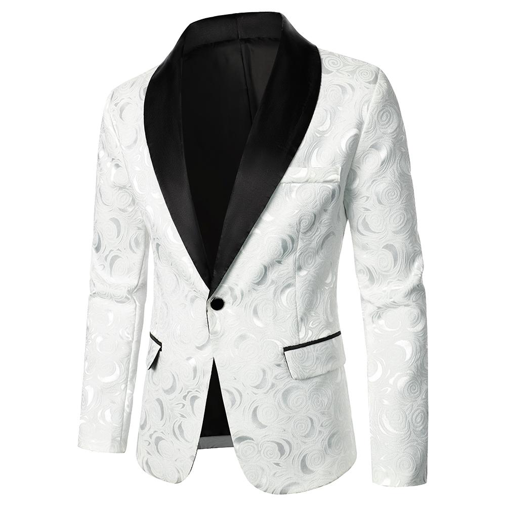 Heren wit zwart rozen colbert blazer bloemen jasje mannen, Verzenden, Nieuw, Overige maten, Wit