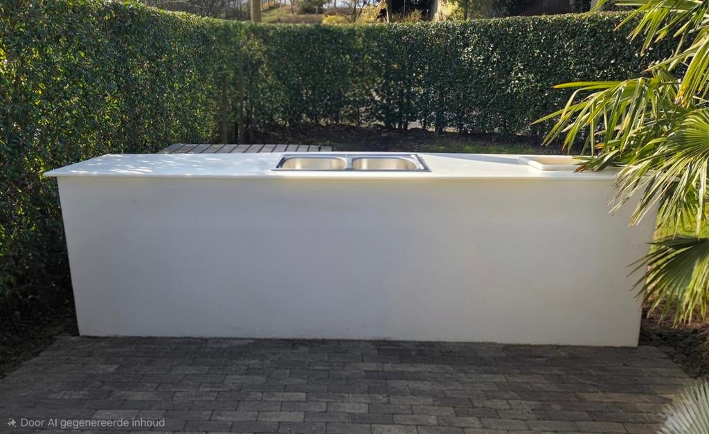 Strakke Moderne buitenbar met wasbak en inbouwbak, Tuin en Terras, Buitenkeukens, Ophalen of Verzenden, Zo goed als nieuw, Elektrisch