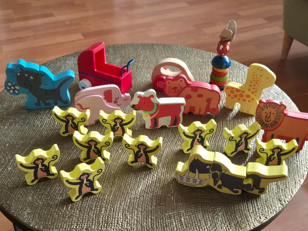 Houten Speelgoed Dieren en Takkie en Siepie, Kinderen en Baby's, Speelgoed | Houten speelgoed, Ophalen of Verzenden, Gebruikt