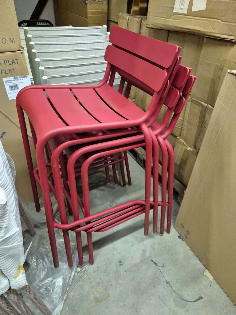 4x fermob Luxembourg barkrukken gebruikt chili rood, Ophalen
