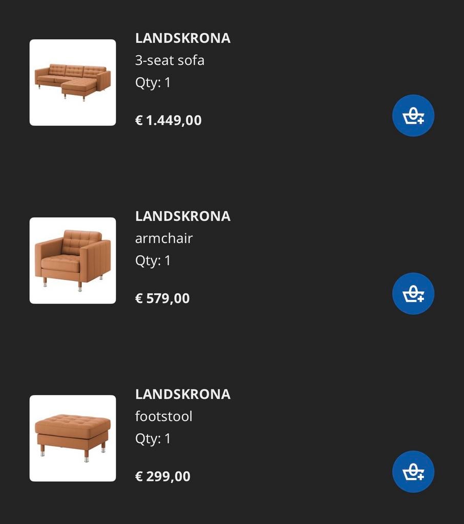 Landskrona Leer Bankenset ZGAN!, Huis en Inrichting, Ophalen of Verzenden, Zo goed als nieuw, Leer, Industriel