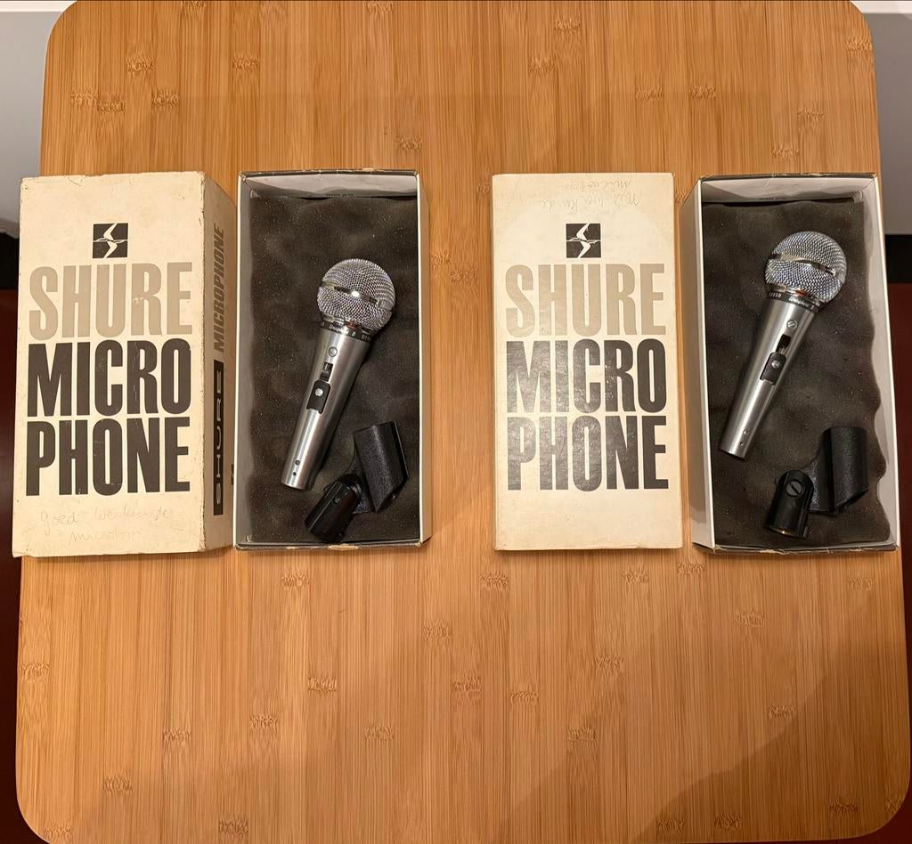 2 Vintage Shure 588SB Unisphere B Microfoons in Doos, Ophalen of Verzenden, Gebruikt, Zangmicrofoon