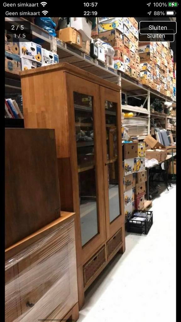 Prachtige teakhouten vitrinekast. Super nette staat. Massief, Ophalen of Verzenden, Zo goed als nieuw, 25 tot 50 cm, 200 cm of meer