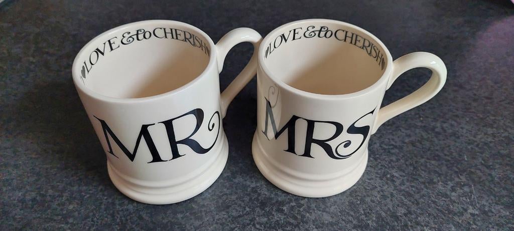 Black Toast 'Mr & Mrs' Mokken Set Emma Bridgewater, Ophalen of Verzenden, Zo goed als nieuw