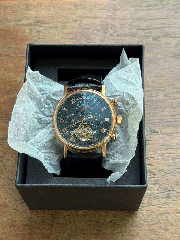 Lucien Piccard, klassiek automatisch horloge, exclusief!, Overige merken, Leer, Polshorloge, Nieuw