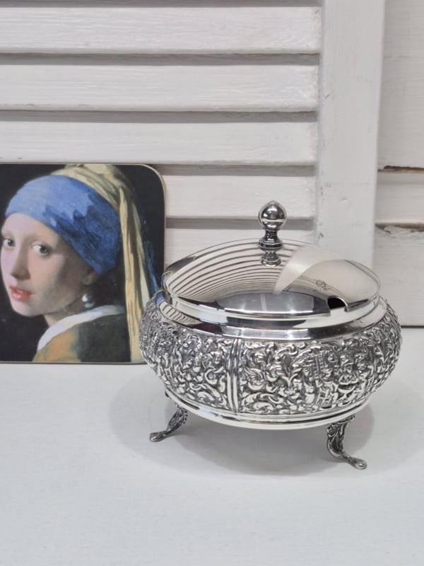 Verzilverde suikerpot Douwe Egberts , jaren 60, Antiek en Kunst, Antiek | Goud en Zilver, Ophalen of Verzenden