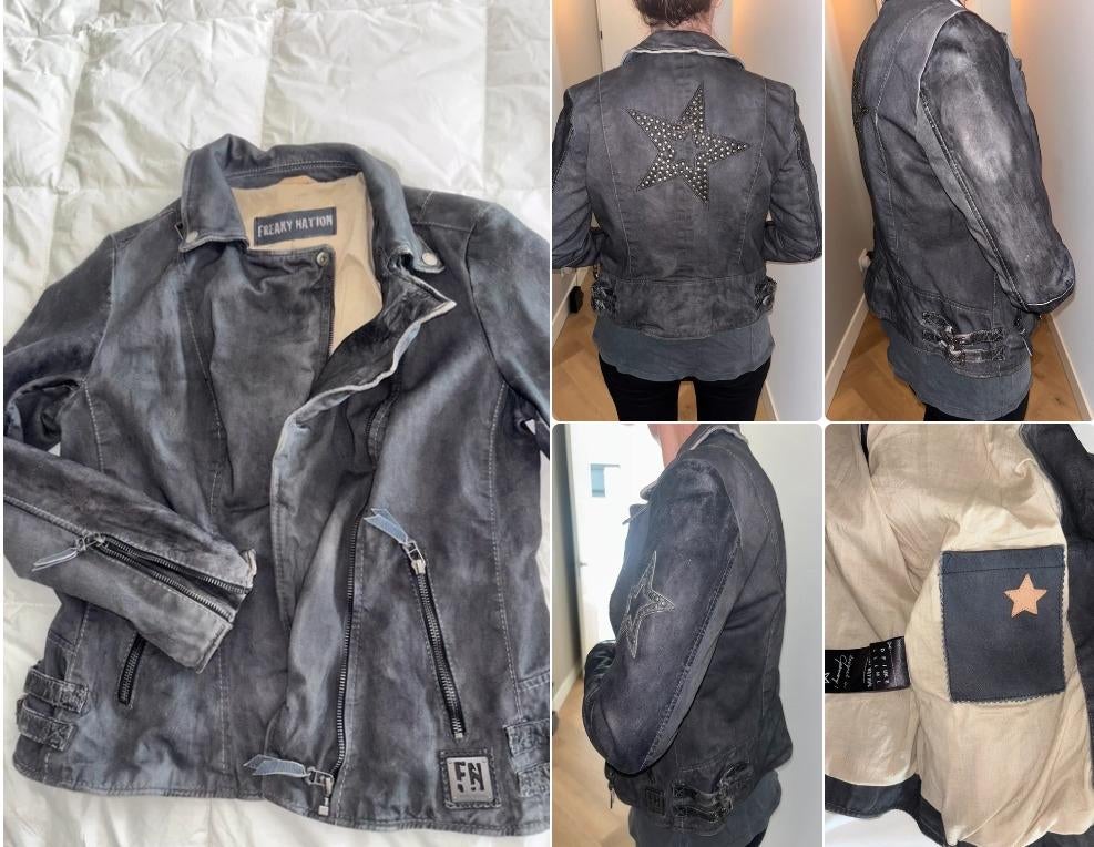 Freaky Nation Leren Jas Dames Zwart/Grijs Maat M - Nieuw!, Ophalen of Verzenden, Nieuw, Maat 38/40 (M), Zwart