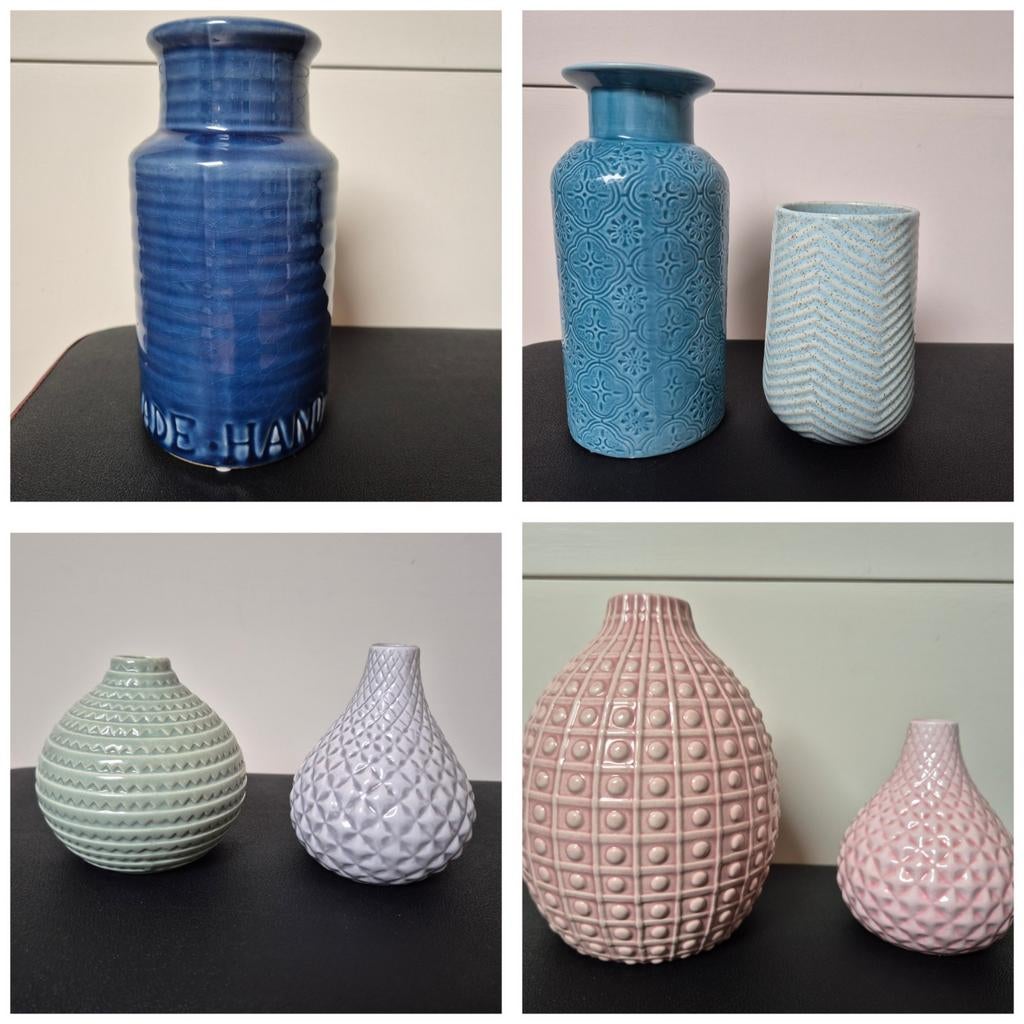 Leuke vaasjes, Huis en Inrichting, Woonaccessoires | Vazen, Zo goed als nieuw, Blauw, Minder dan 50 cm, Aardewerk of Porselein