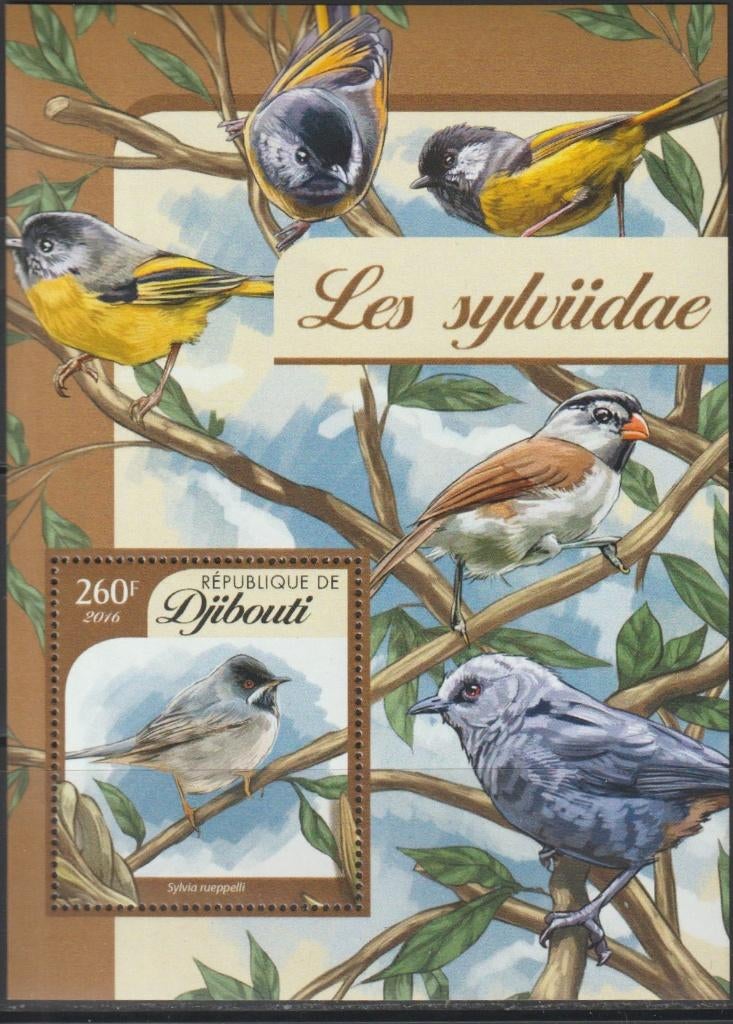 VOGELS = ZANGVOGELS = Mooi bl. v DJIBOUTI-GB-11A, Verzenden, Postfris, Dier of Natuur
