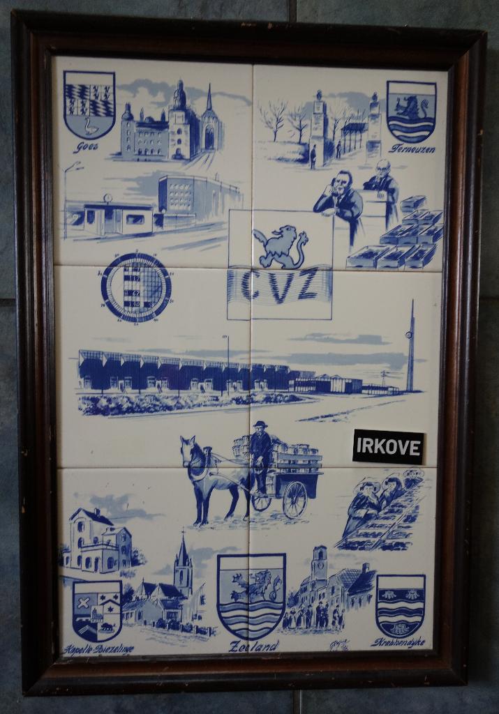 TEGELTABLEAU IN HOUTEN LIJST * CVZ Zeeuws *, Antiek en Kunst, Ophalen of Verzenden