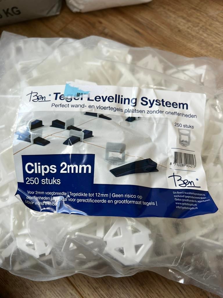 Ben tegel level clips (250 stuks), Doe-het-zelf en Verbouw, Ophalen, Overige typen, Nieuw, Minder dan 20 cm