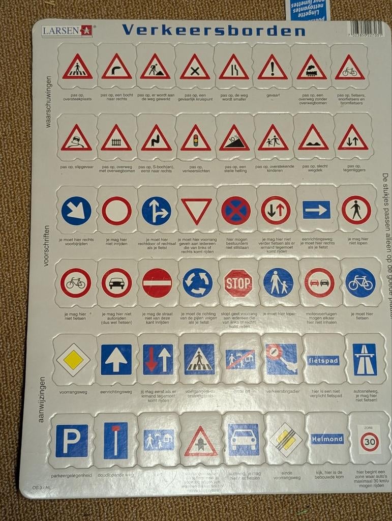 Verkeersbord puzzel - Larsen, Ophalen of Verzenden, 10 tot 50 stukjes, Gebruikt, 4 tot 6 jaar