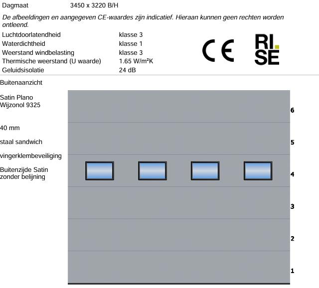 Deurpanelen garagedeur Br. 3450 x H. 3220 GROEN, Ophalen of Verzenden, Metaal, 120 cm of meer, 215 cm of meer