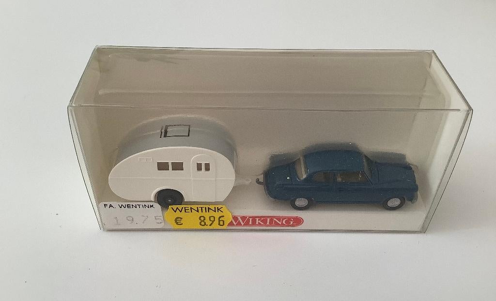 Wiking Borgward Isabella met caravan oldtimer HO, Ophalen of Verzenden, Zo goed als nieuw, Auto, Wiking