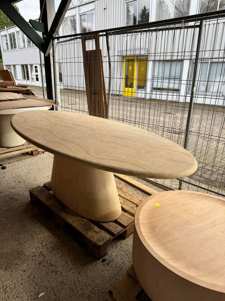Tuintafel travertin look ovaal eco composiet 240 cm, Tuin en Terras, Ophalen, Nieuw, Ovaal, Overige materialen