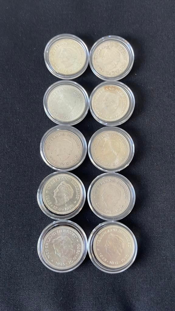 10 zilveren tientjes 10 gulden 1970, Postzegels en Munten, Munten | Nederland, Ophalen of Verzenden, Koningin Juliana, Overige waardes