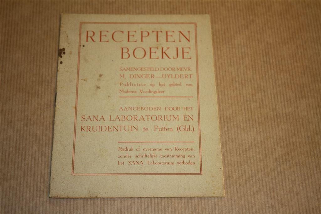 Receptenboekje - Sana Lab. en Kruidentuin Putten ca 1940 !!, Ophalen of Verzenden, Gelezen, Nederland en België