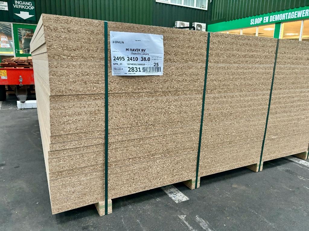 Spaanplaat in 30 en 38mm dik. Pakafname € 7,30 m2, Doe-het-zelf en Verbouw, Platen en Panelen, Ophalen, Fortweg 3, Nieuw, Info@mhavik.nl