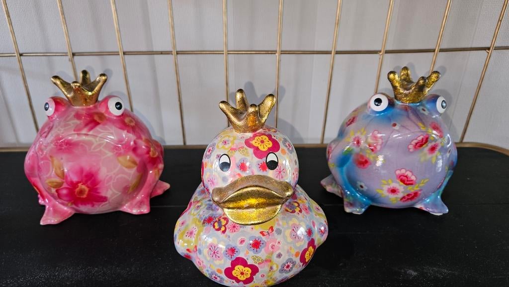 Kikker & eend spaarpot  5.00 p.stuk, Ophalen of Verzenden, Zo goed als nieuw, Steen, Aardewerk of Keramiek, Dier