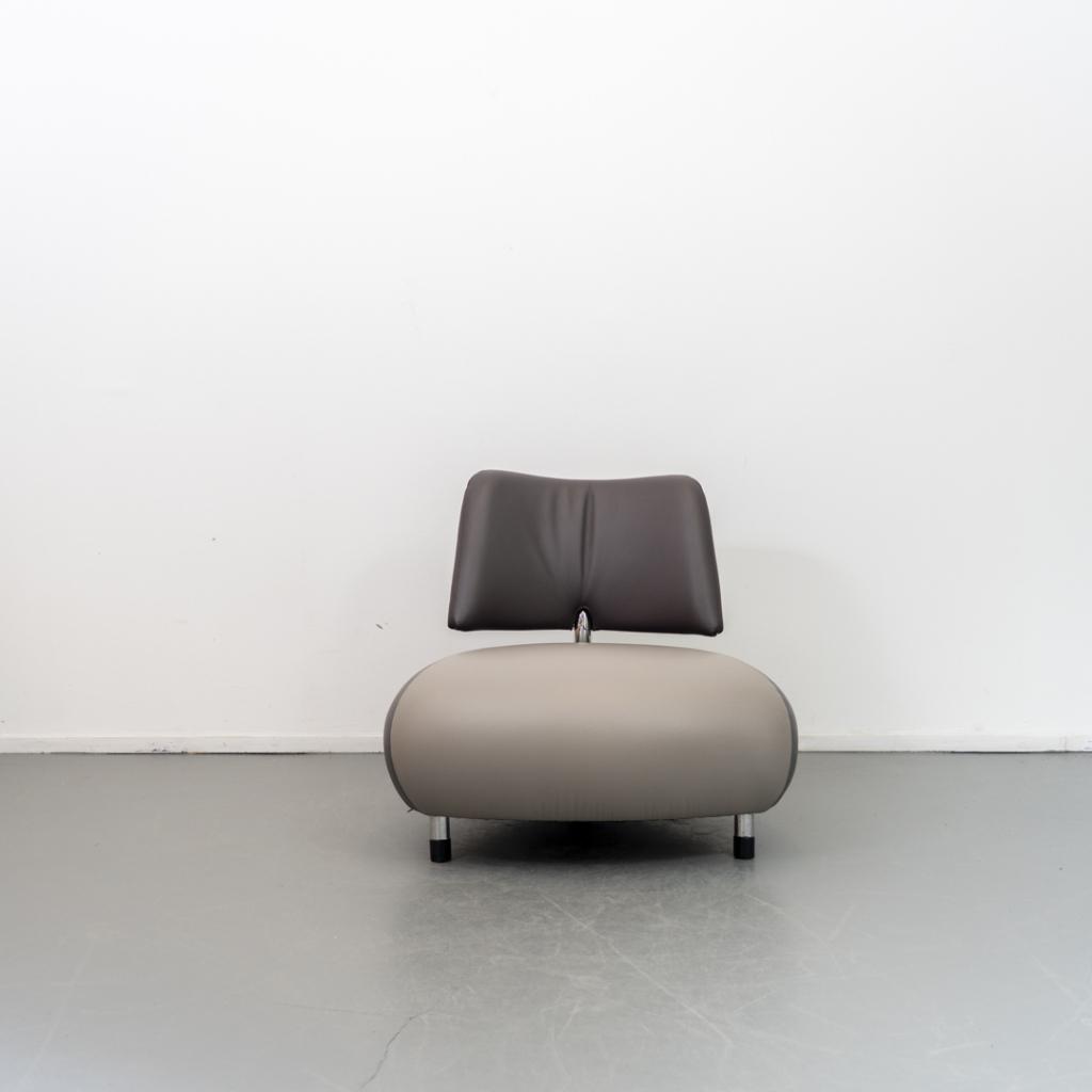 1x Leolux Pallone Fauteuil Donker-/Lichtgrijs/Bruin - Chroom, Niet ingevuld, Niet ingevuld, 75 tot 100 cm, Ophalen of Verzenden