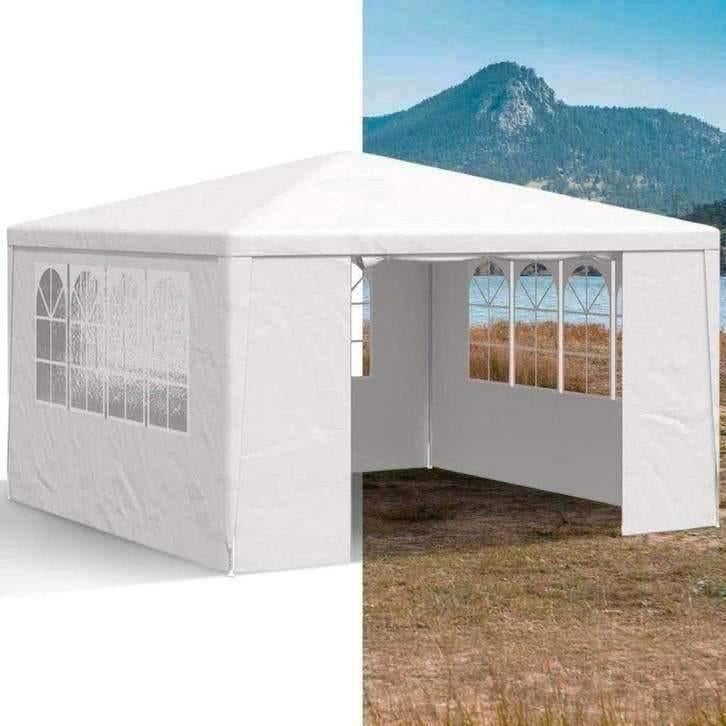 Partytent, Paviljoen, 4x4, opvouwbaar, Met Zijwanden, Wit, Opvouwbaar, Partytent, Nieuw, 4 tot 6 meter