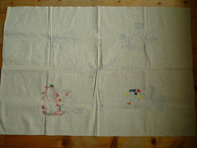 Vintage linnen lap bedrukt Sneeuwwitje om te borduren, Ophalen of Verzenden, Zo goed als nieuw, Handborduren, Overige typen