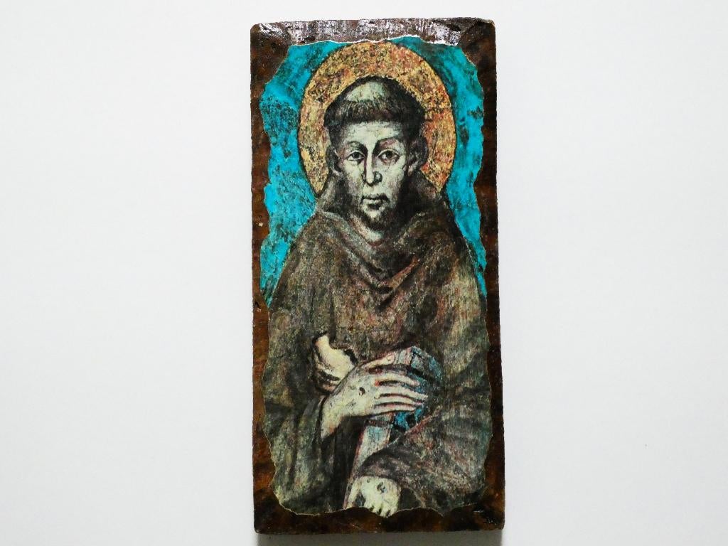 St. Franciscus van Assisi Italië afgebeeld op steen, Antiek en Kunst, Ophalen of Verzenden