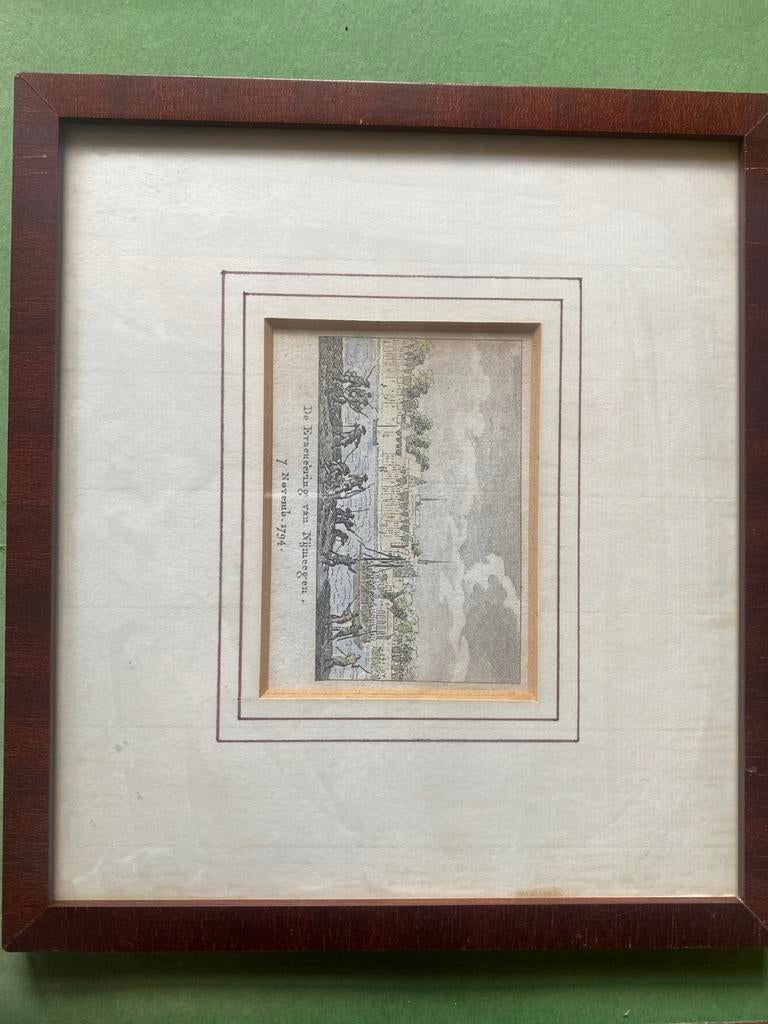 Originele kopergravure Evacuatie Nijmegen 1794, anno 1800, Antiek en Kunst, Kunst | Etsen en Gravures, 1800 - 1899, Stadsgezicht